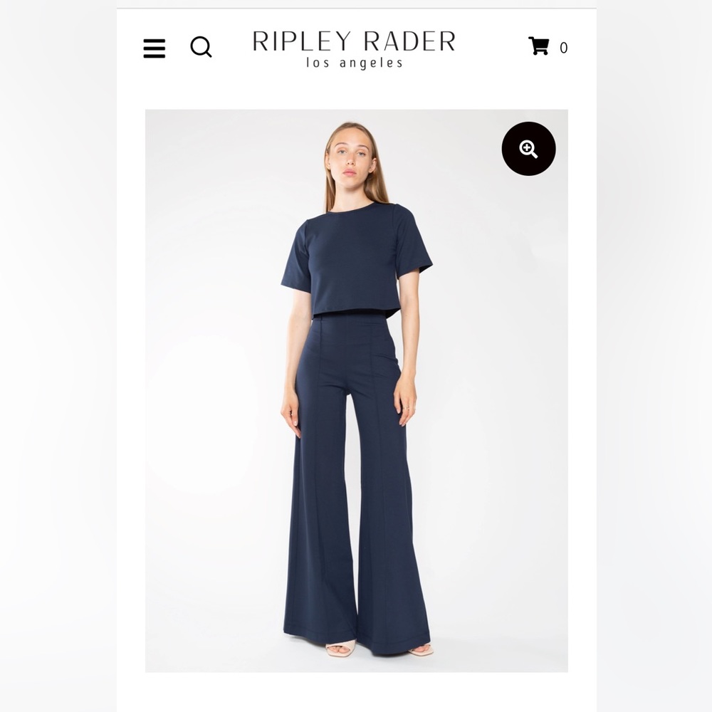 Ripley Rader navy ponte wide leg pants and short sleeve top size 2